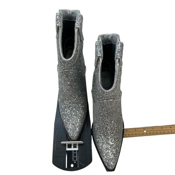 Dolls Kill Trickz N' Treatz Glitter Diva Deputy Cowboy Boots 9 Silver Cowgirl - Picture 8 of 15